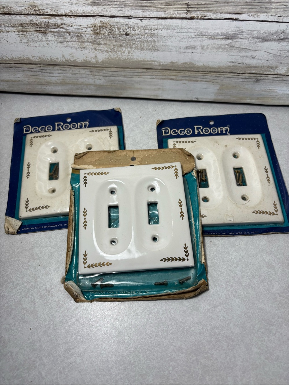 3pc set of ceramic tile double light switch covers